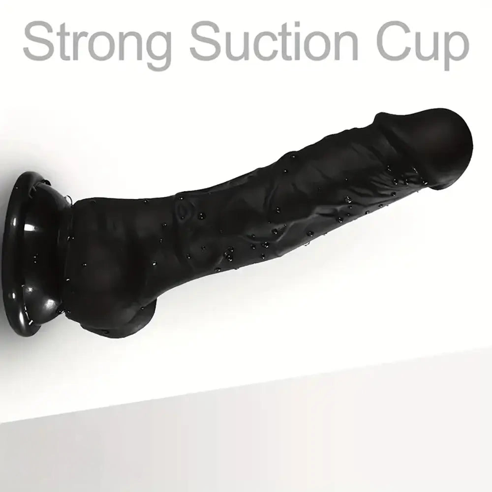 6.9in Realistic Skin-Feel Silicone Black Personal Massager Women Dildo