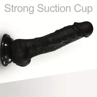 6.9in Realistic Skin-Feel Silicone Black Personal Massager Women Dildo