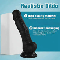 6.9in Realistic Skin-Feel Silicone Black Personal Massager Women Dildo
