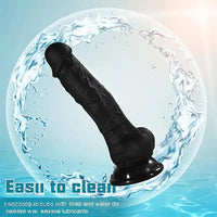 6.9in Realistic Skin-Feel Silicone Black Personal Massager Women Dildo