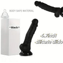 6.9in Realistic Skin-Feel Silicone Black Personal Massager Women Dildo