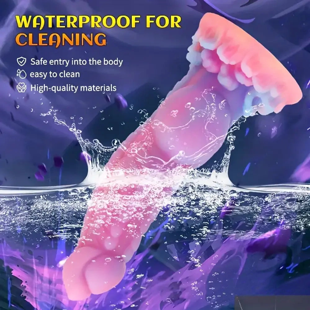 8.14in Colorful Silicone Flexible Fantasy Big Luminous Monster Dildo