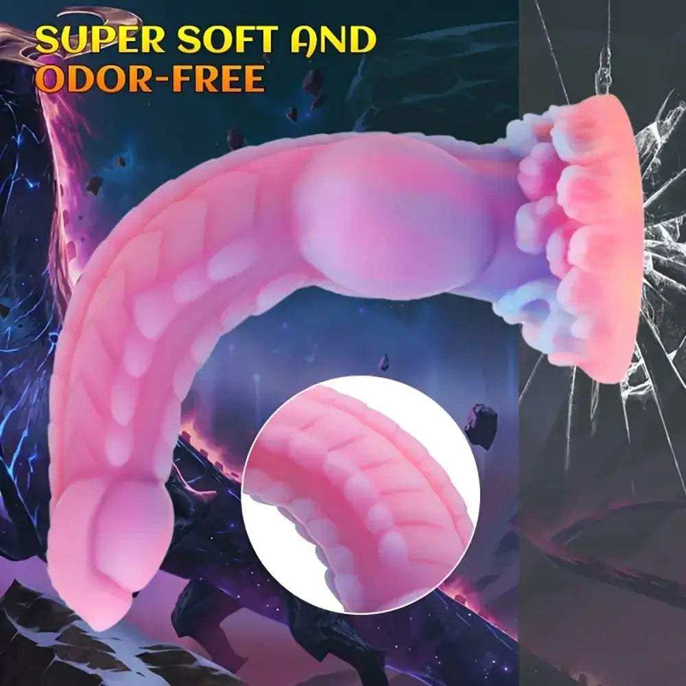 8.14in Colorful Silicone Flexible Fantasy Big Luminous Monster Dildo