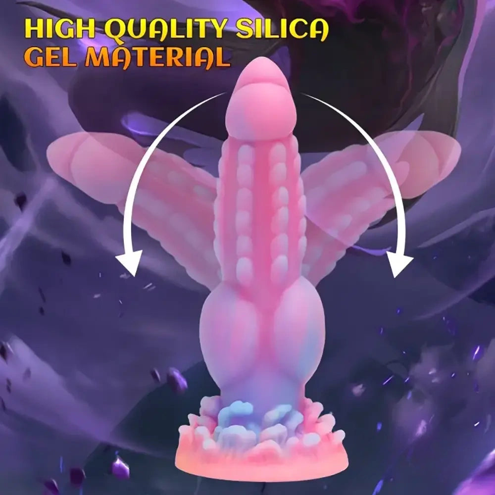 8.14in Colorful Silicone Flexible Fantasy Big Luminous Monster Dildo