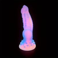 8.14in Colorful Silicone Flexible Fantasy Big Luminous Monster Dildo