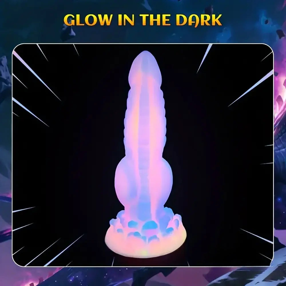 8.14in Colorful Silicone Flexible Fantasy Big Luminous Monster Dildo