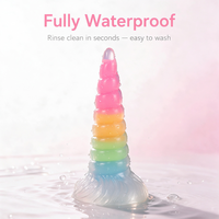 Rainbow Unicorn Spiral Tiered Liquid Silicone Dildo