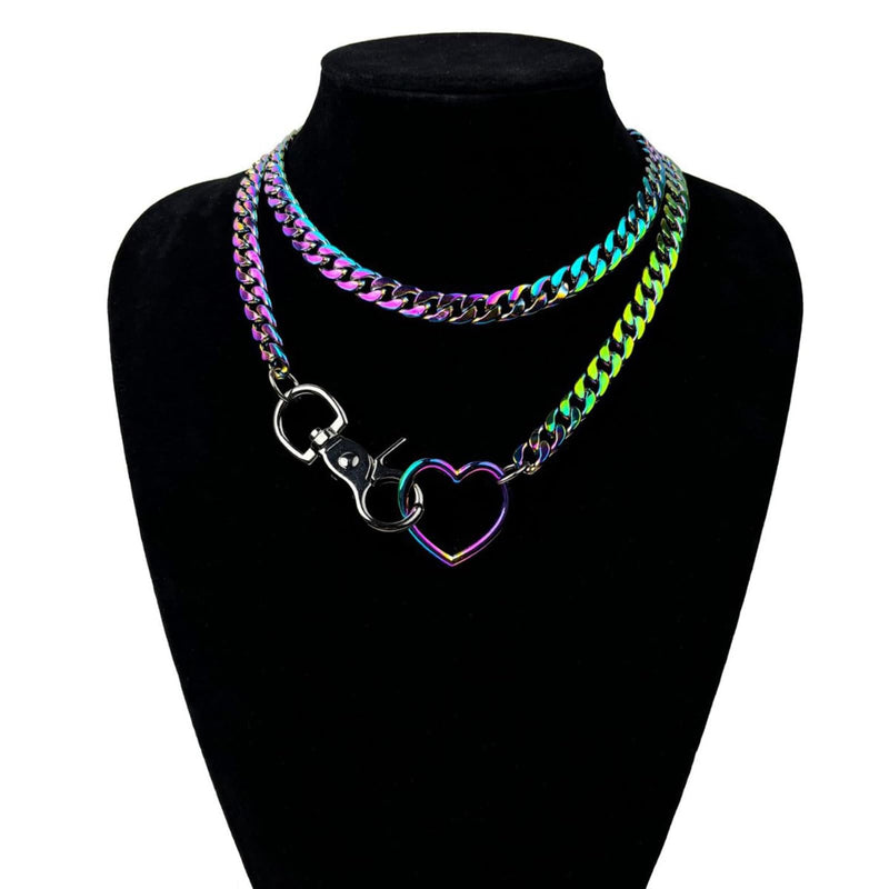 Choker mit Herzschlaufe und Kettenanhänger
