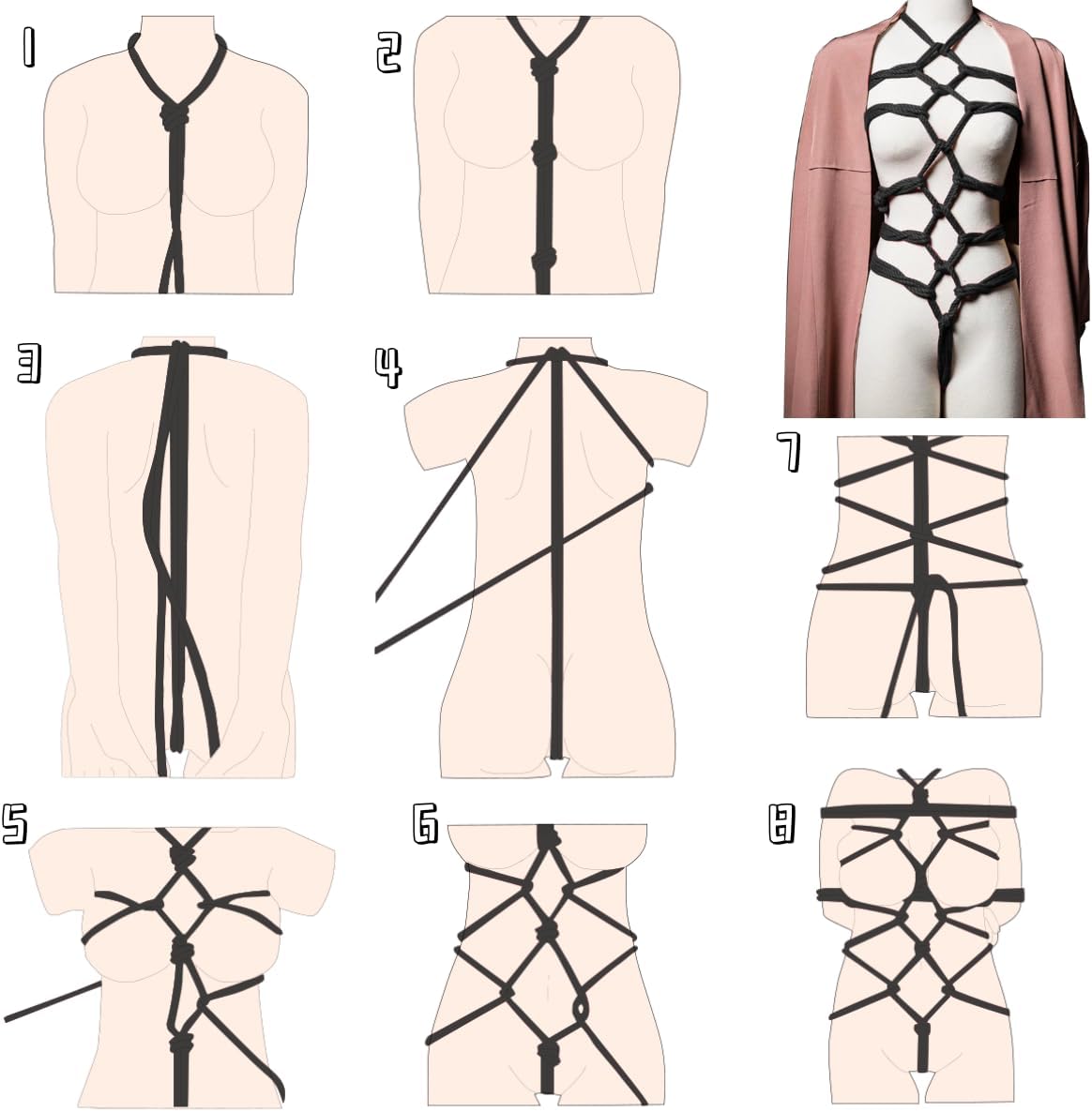 BDSM Bondage Rope Sex Restraints SM Starter Set 32 Feet/10m