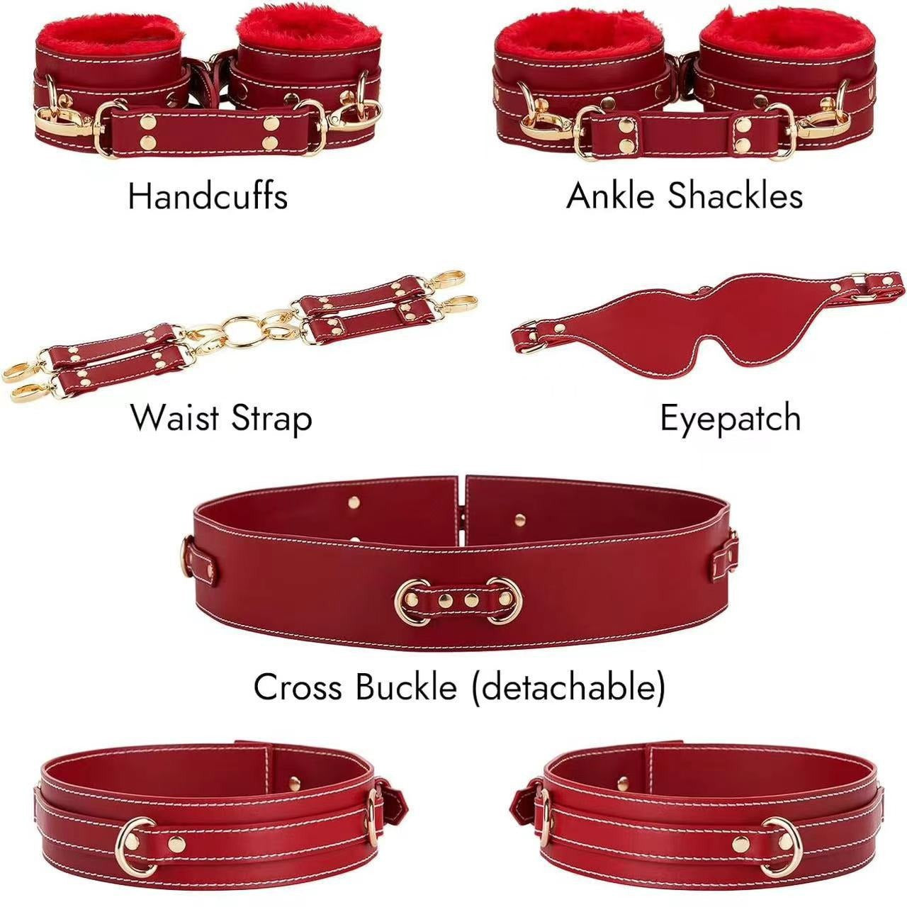 6PCS Sex Bondage BDSM Kit with Adjustable Cuffs Blindfold SM Games For Couple