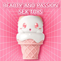 Peachy Bunny Ice Cream Cone Clitoral Suction Heating Vibrator