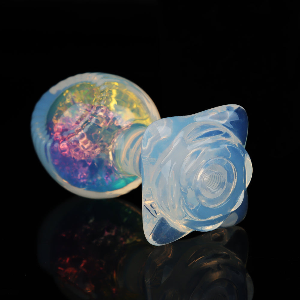 Woven Light Aurora Crystal Silicone Anal Plug with Sculpted Petal Base - Lurevibe