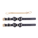 BDSM Rhinestone Bow - Shaped PU Leather SM Handcuffs With Chain