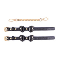 BDSM Rhinestone Bow - Shaped PU Leather SM Handcuffs With Chain