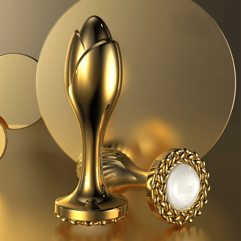 Pearl Rose Anal Plug Gold Stainless Steel