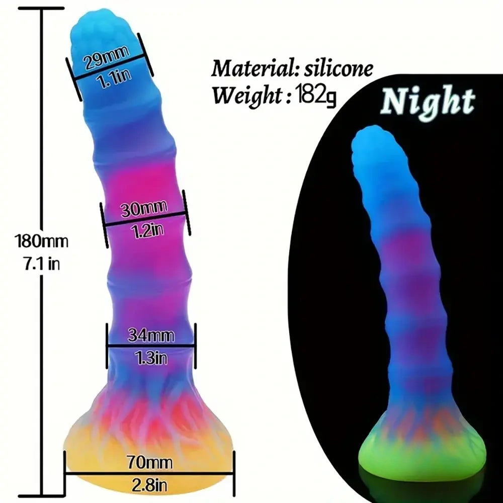 6in 6.1in 6.7in 7.1in Soft Silicone Luminous Monster Anal Dildo