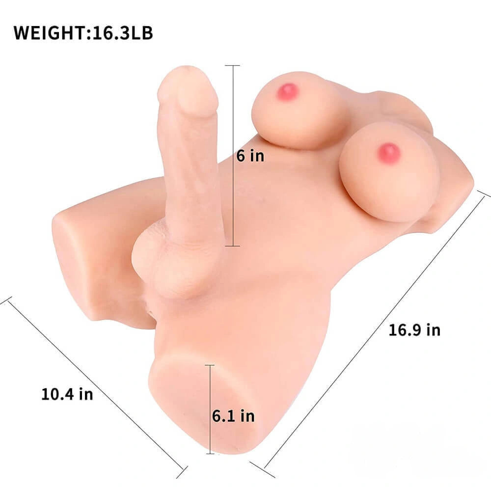6in Realistic Dildo 16.3lb Shemale Torso Sex Toy For Adults