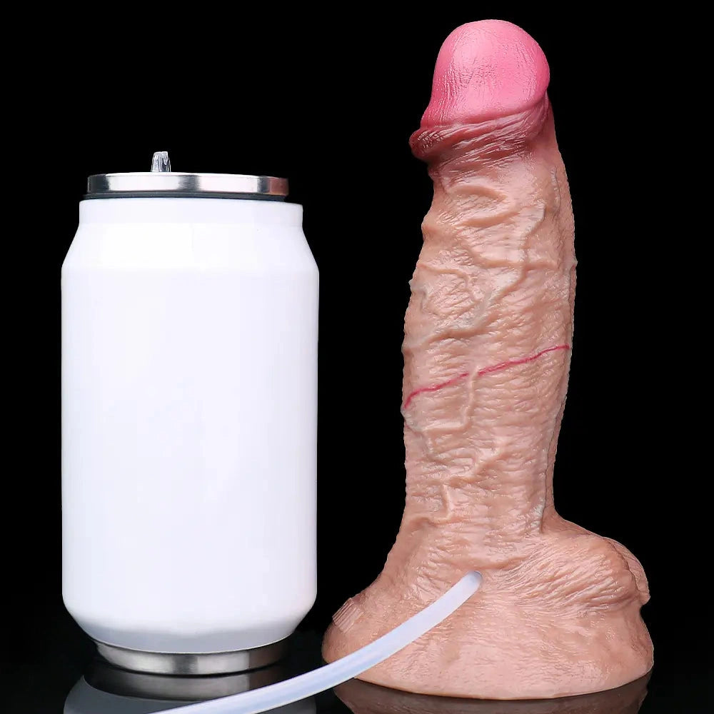7.01in Double Density Silicone Soft Ejaculating Real Veins Adult Dildo