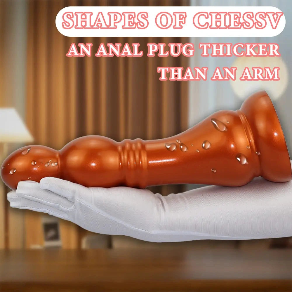 7.04in 9.84in 12.79in Chess Shape Thick Anal Plug Dildo Vaginal Masturbator