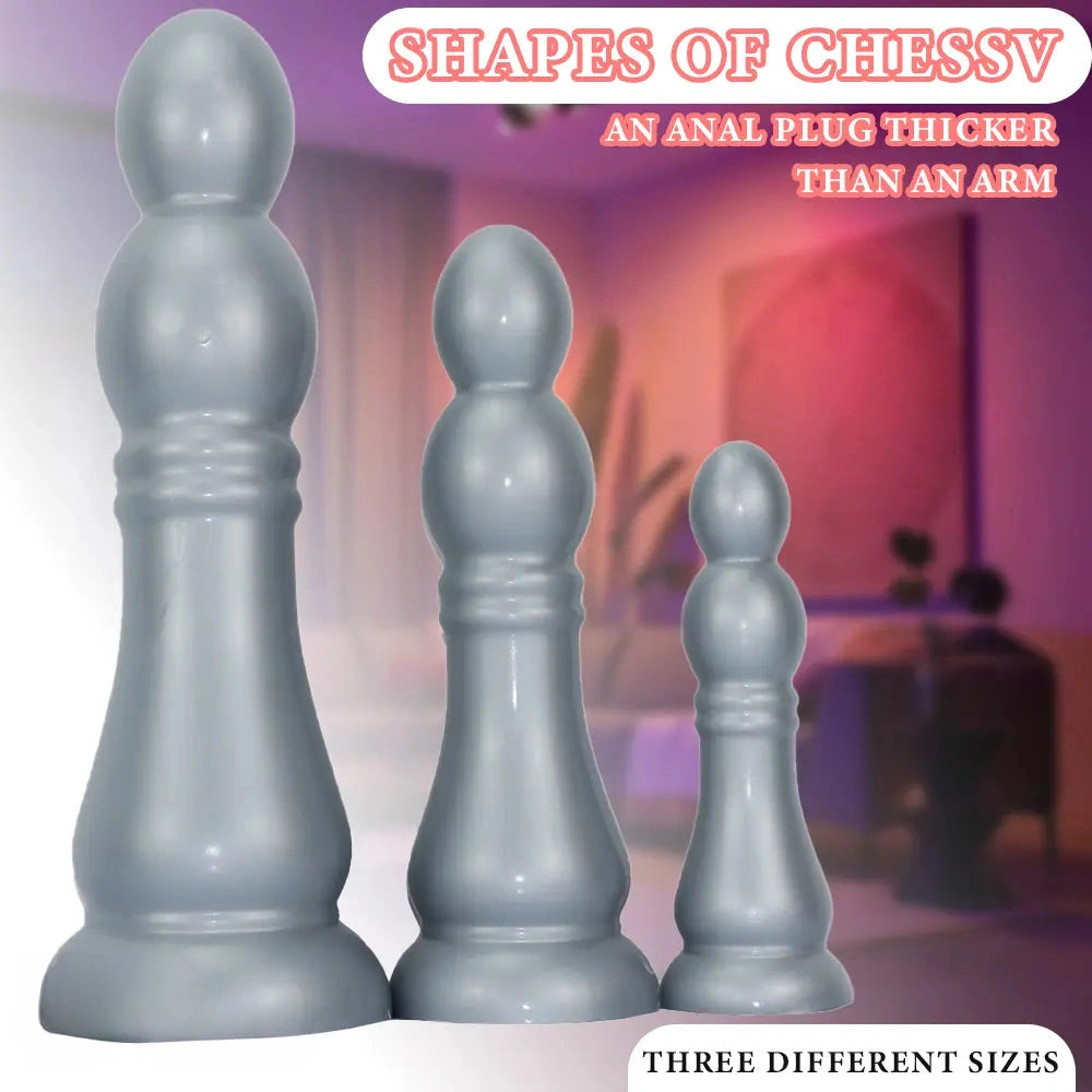 7.04in 9.84in 12.79in Chess Shape Thick Anal Plug Dildo Vaginal Masturbator