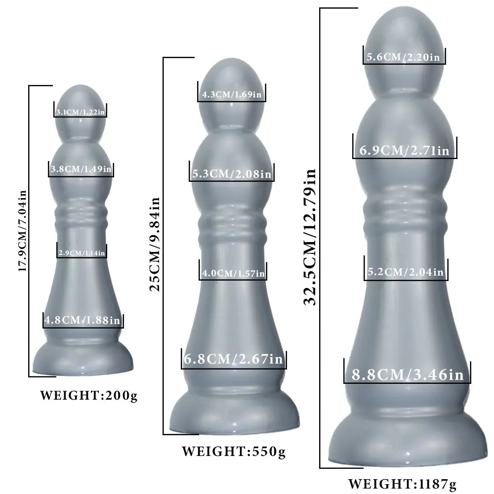 7.04in 9.84in 12.79in Chess Shape Thick Anal Plug Dildo Vaginal Masturbator