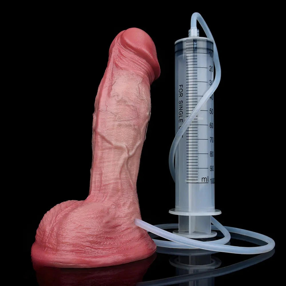 7.05in Inner Hardness Outer Softness Dual Density Silicone Ejaculating Dildo