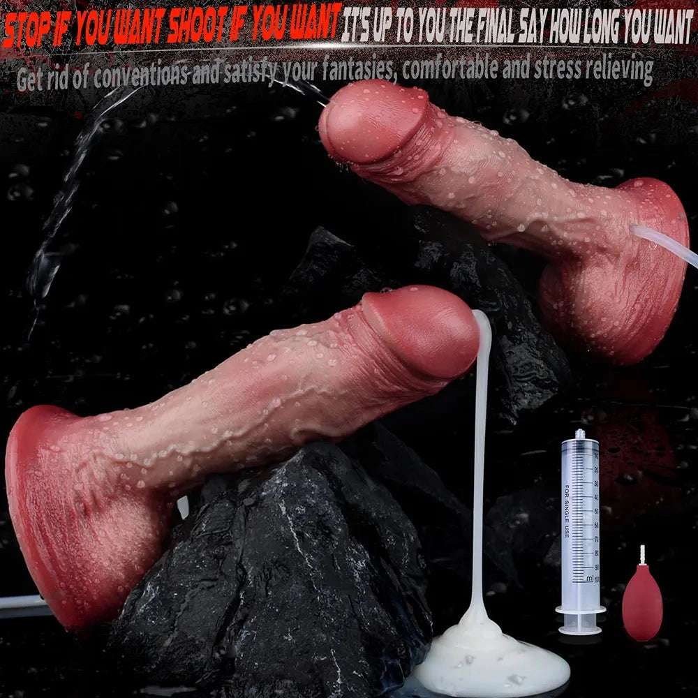 7.05in Inner Hardness Outer Softness Dual Density Silicone Ejaculating Dildo
