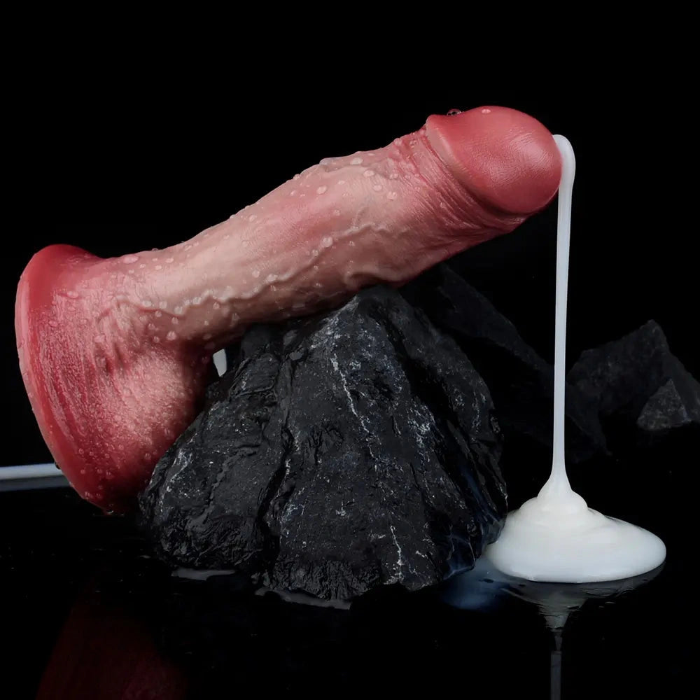 7.05in Inner Hardness Outer Softness Dual Density Silicone Ejaculating Dildo