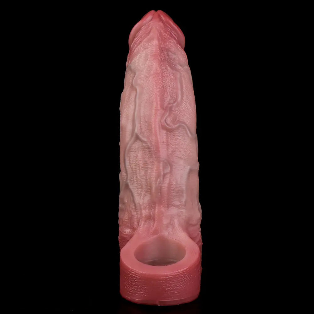 7.05in Lifelike Blue Veins Hollow Dildo Cock Sleeve With Cock Ring For Anus