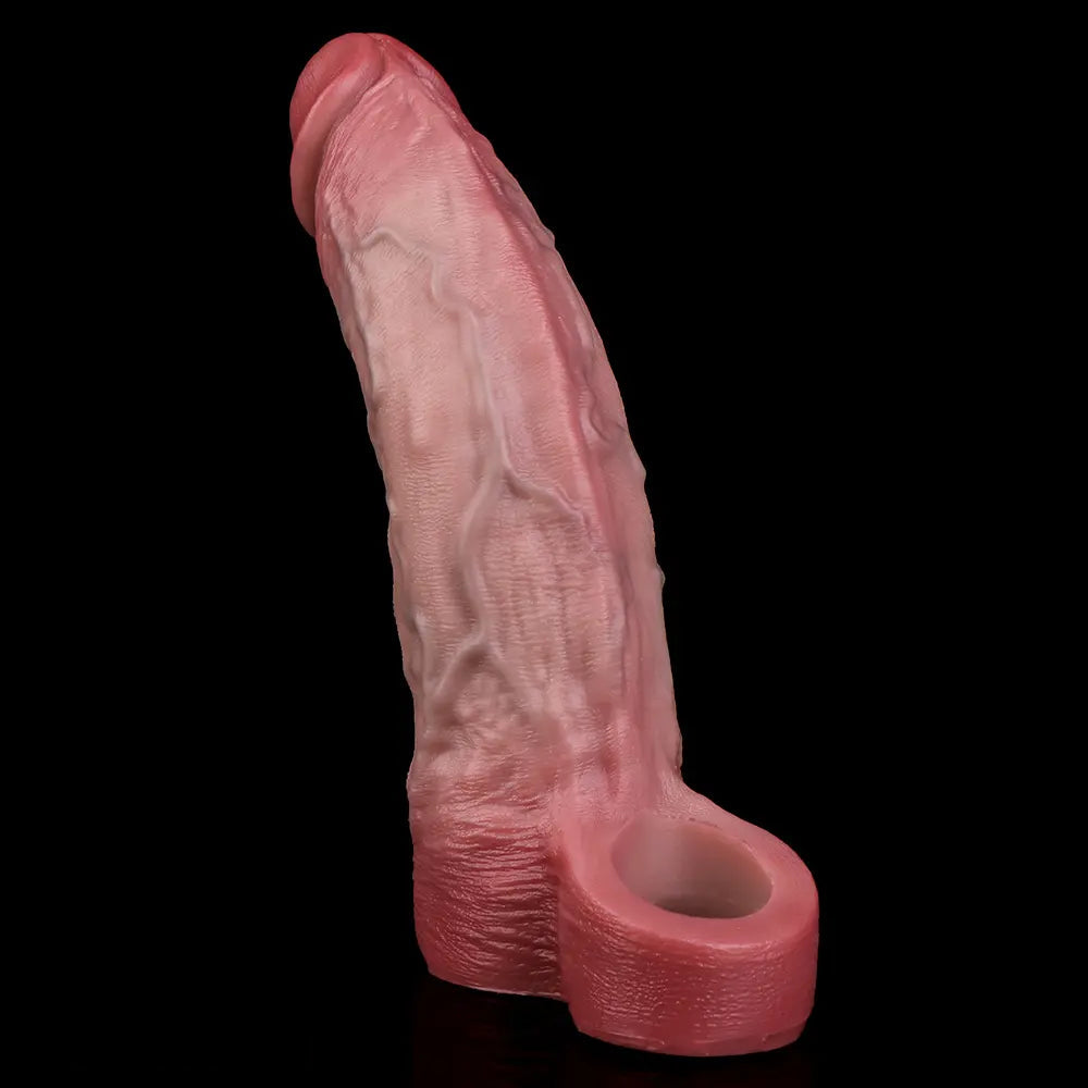 7.05in Lifelike Blue Veins Hollow Dildo Cock Sleeve With Cock Ring For Anus