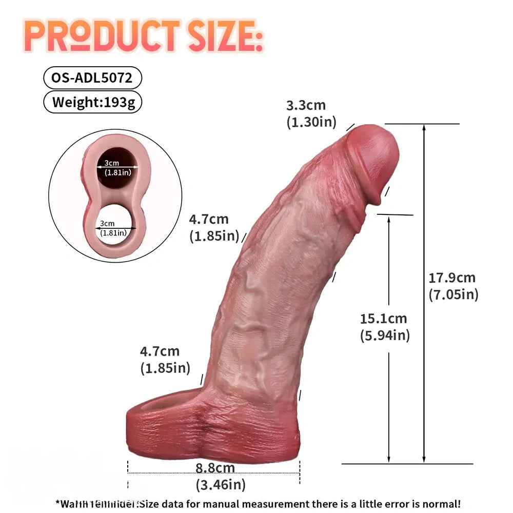 7.05in Lifelike Blue Veins Hollow Dildo Cock Sleeve With Cock Ring For Anus