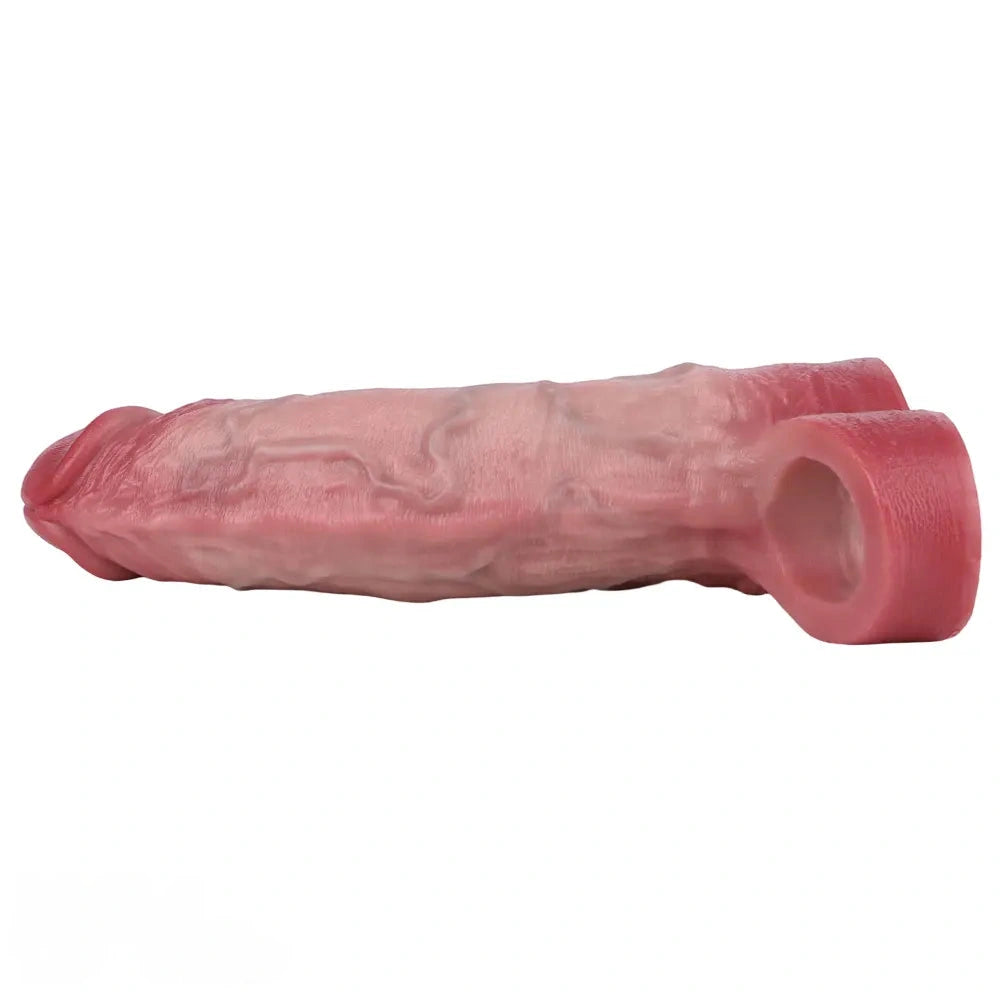 7.05in Lifelike Blue Veins Hollow Dildo Cock Sleeve With Cock Ring For Anus