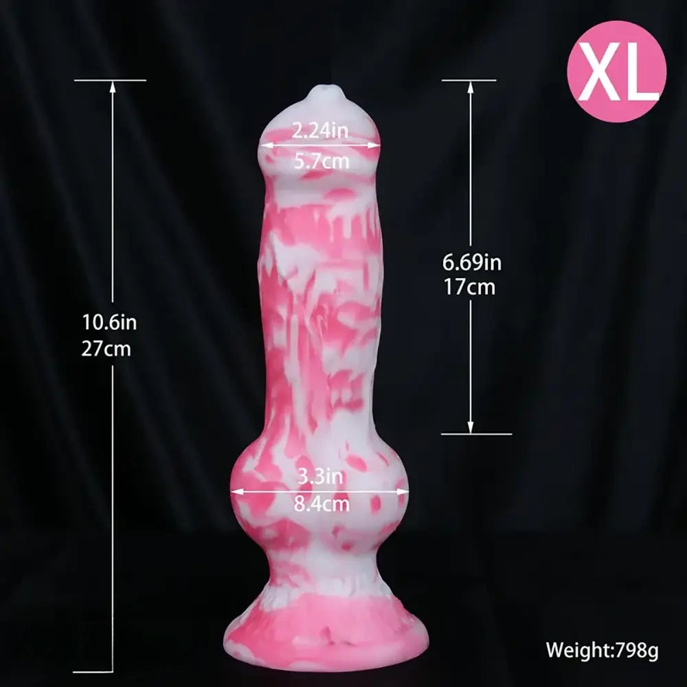7.08in - 12.99in Realistic Pink Silicone Dog Knot Dildo Realistic Adult Toy