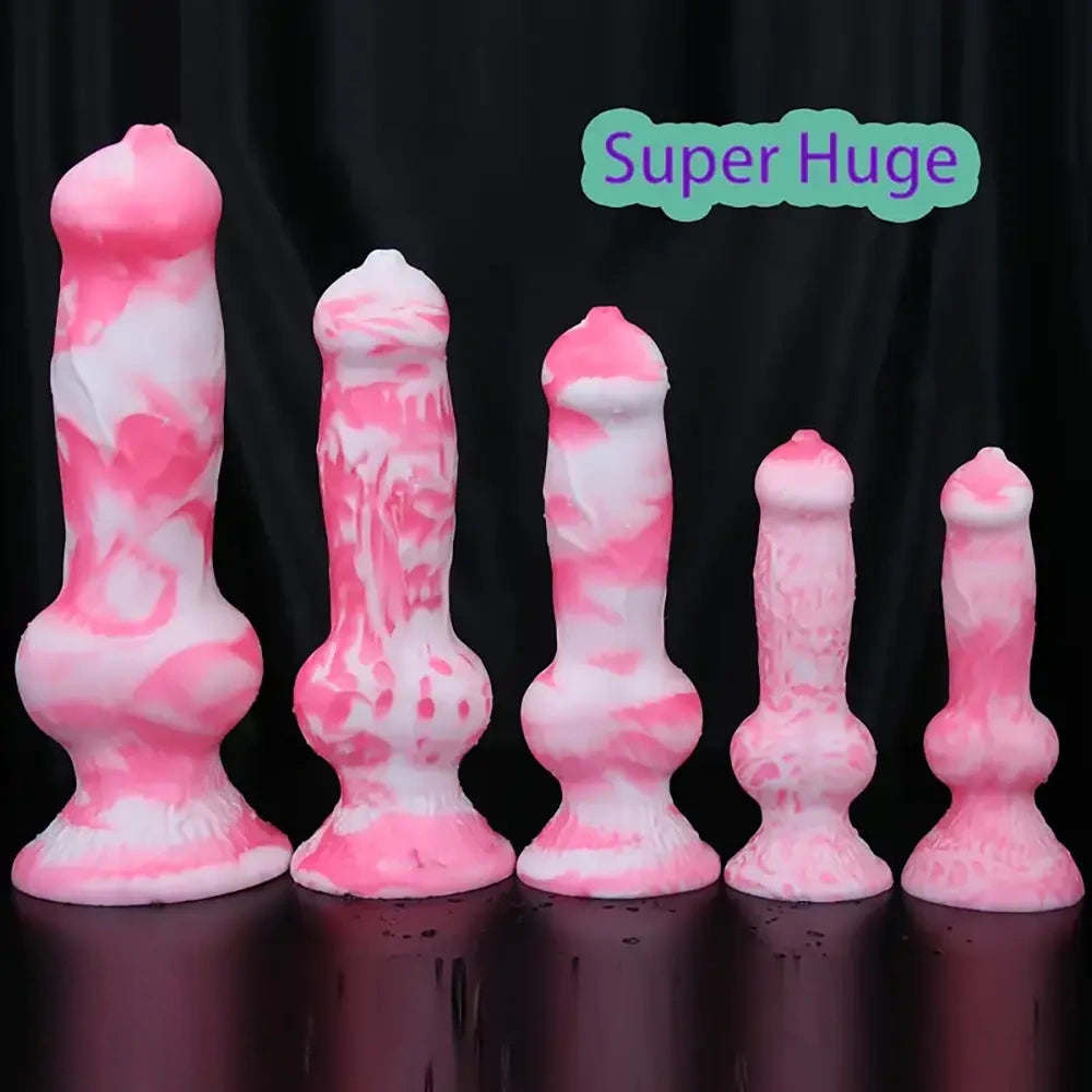 7.08in - 12.99in Realistic Pink Silicone Dog Knot Dildo Realistic Adult Toy