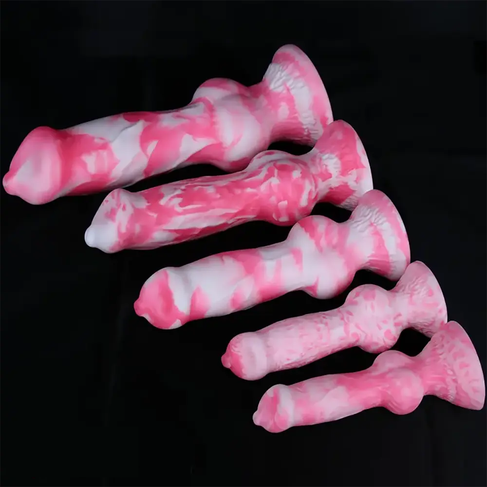 7.08in - 12.99in Realistic Pink Silicone Dog Knot Dildo Realistic Adult Toy