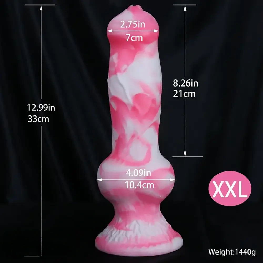 7.08in - 12.99in Realistic Pink Silicone Dog Knot Dildo Realistic Adult Toy