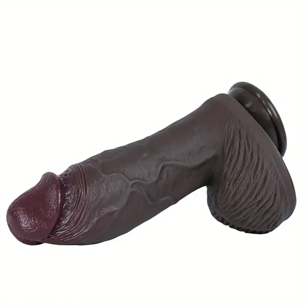 7.08in 7.48in 8.26in Ebony Real Silicone Soft Dildo For G-spot Simulation