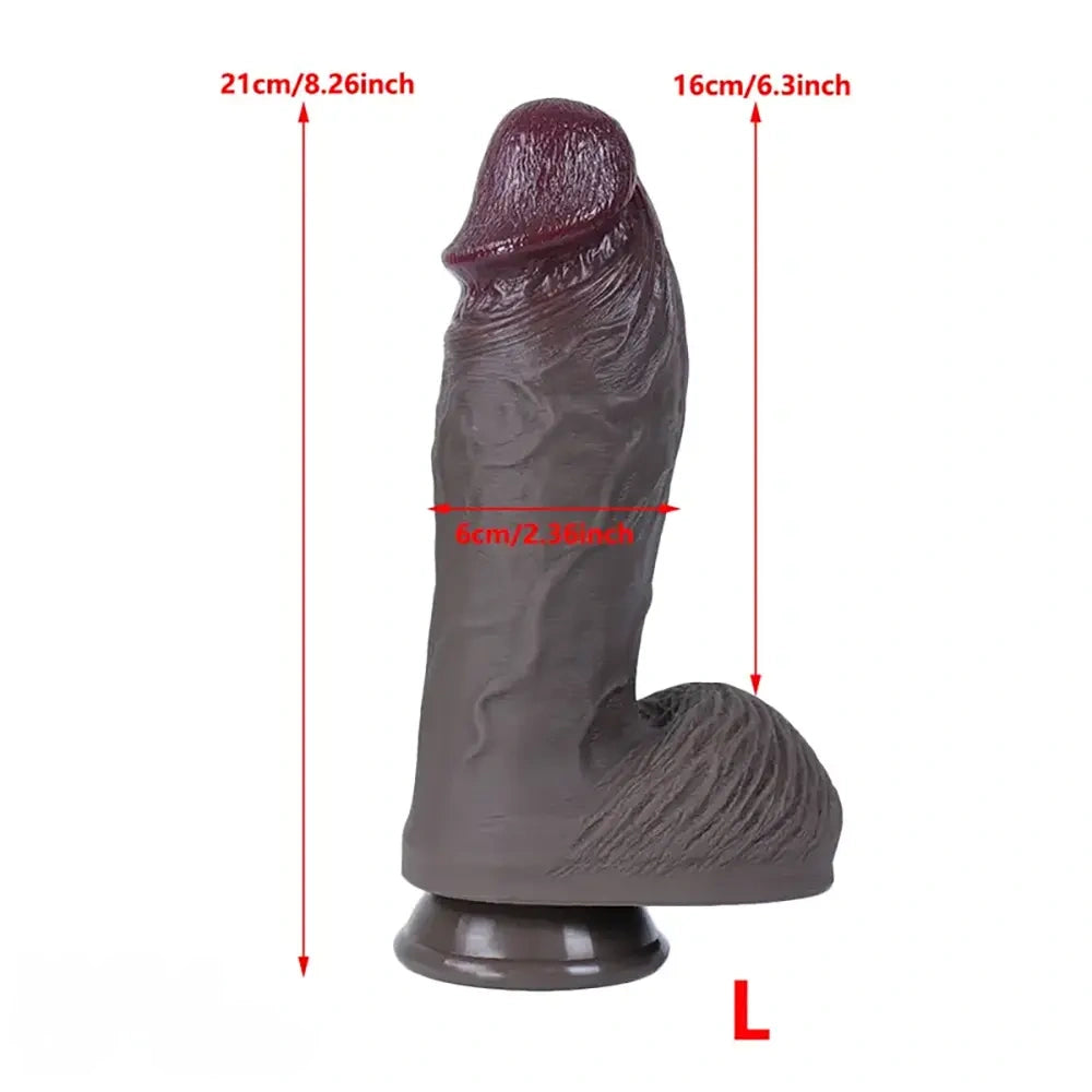 7.08in 7.48in 8.26in Ebony Real Silicone Soft Dildo For G-spot Simulation