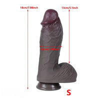 7.08in 7.48in 8.26in Ebony Real Silicone Soft Dildo For G-spot Simulation