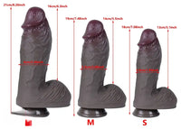 7.08in 7.48in 8.26in Ebony Real Silicone Soft Dildo For G-spot Simulation