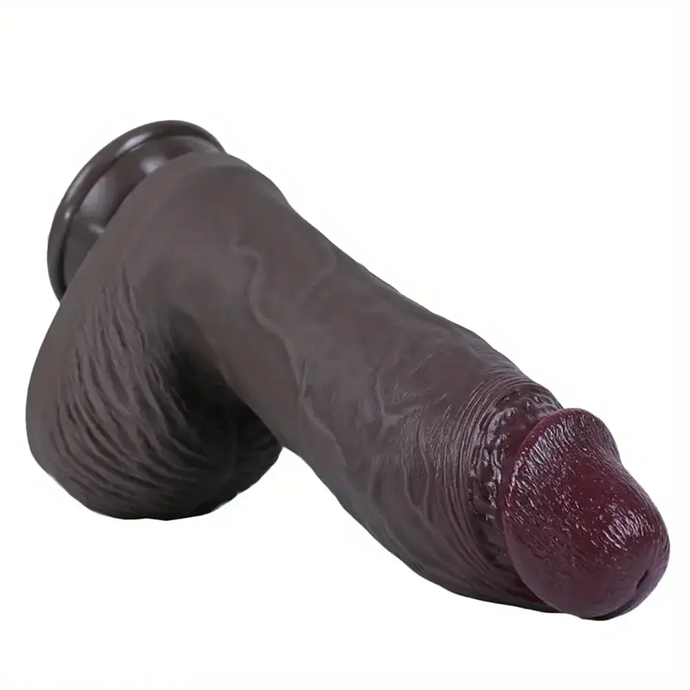 7.08in 7.48in 8.26in Ebony Real Silicone Soft Dildo For G-spot Simulation