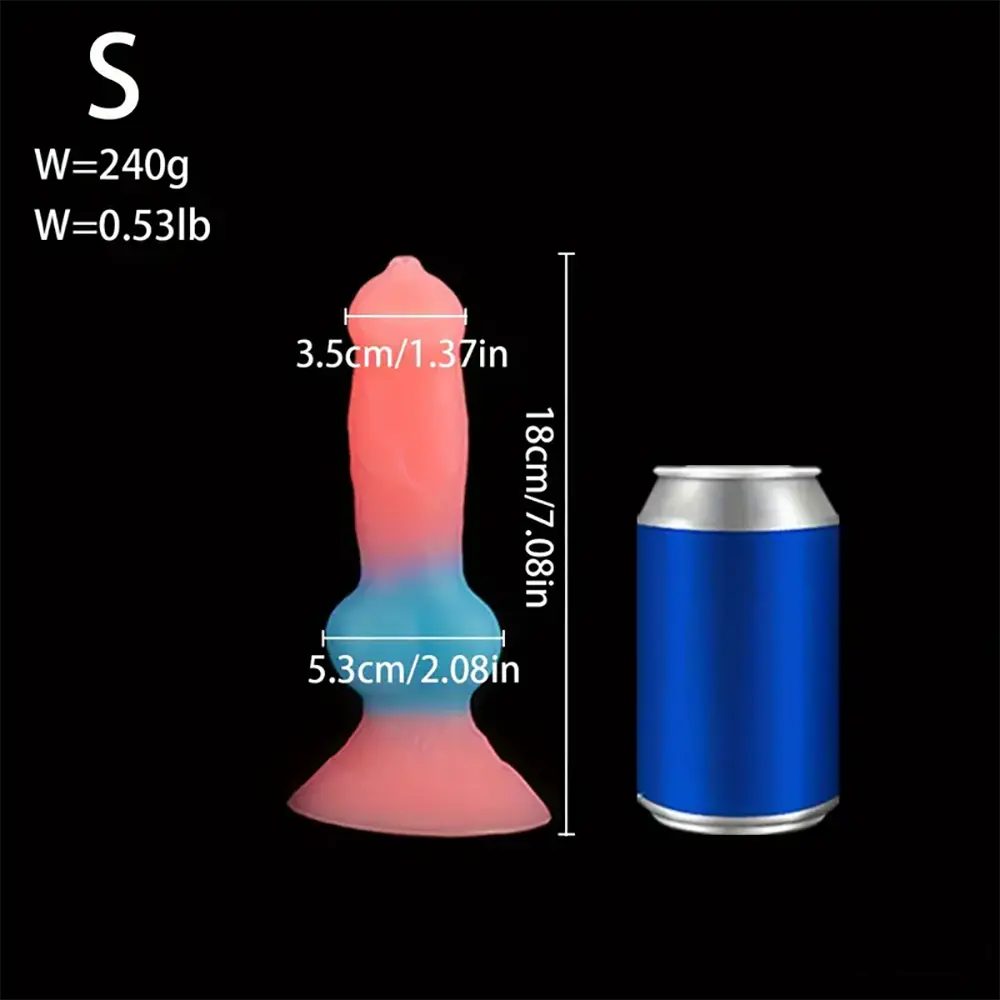7.08in 7.48in 9.44in 10.23in 13in Silicone Soft Big Glowing Dog Cock Dildo