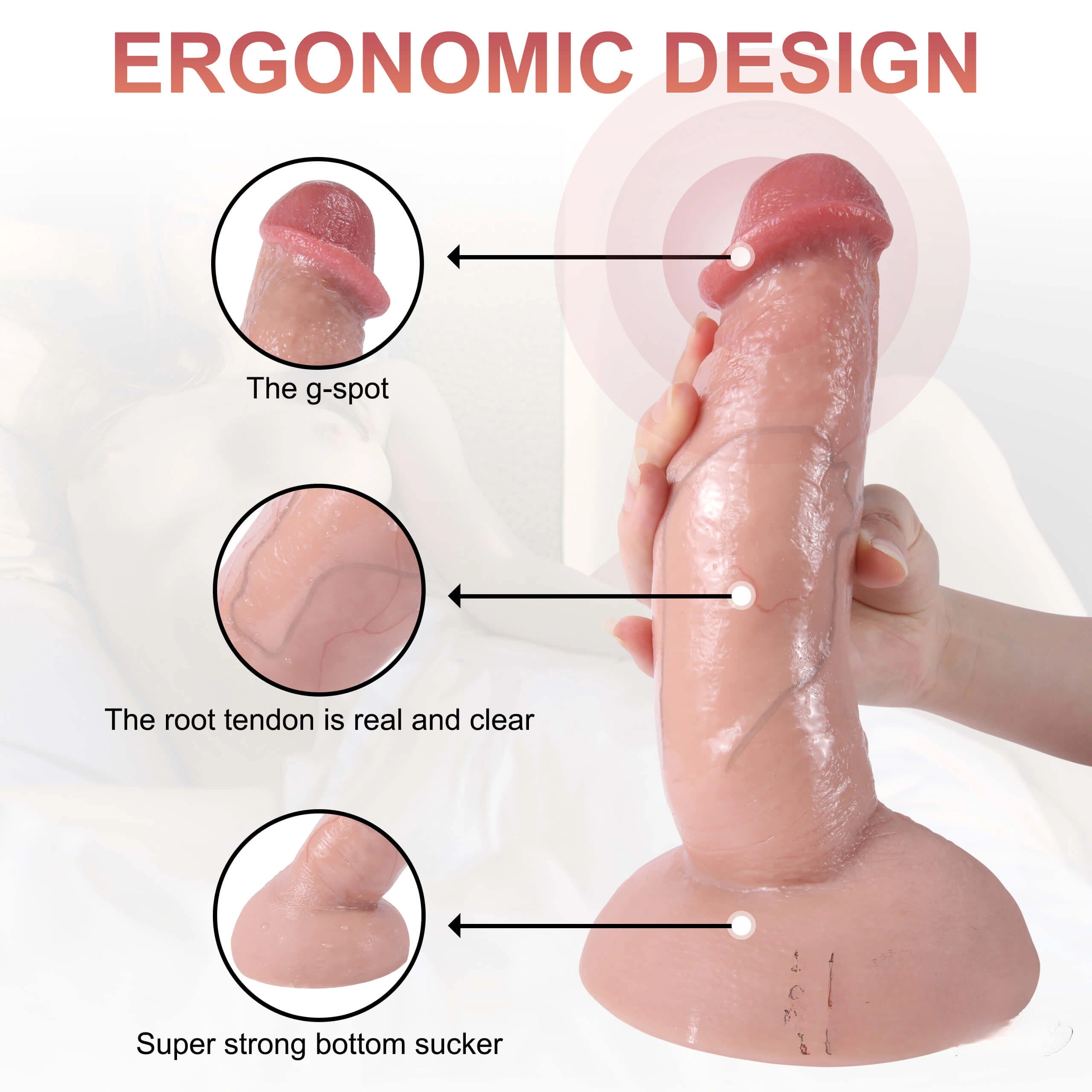 7.08in 7.87in 8.46in Flesh Real Skin Dildo With Blue Veins