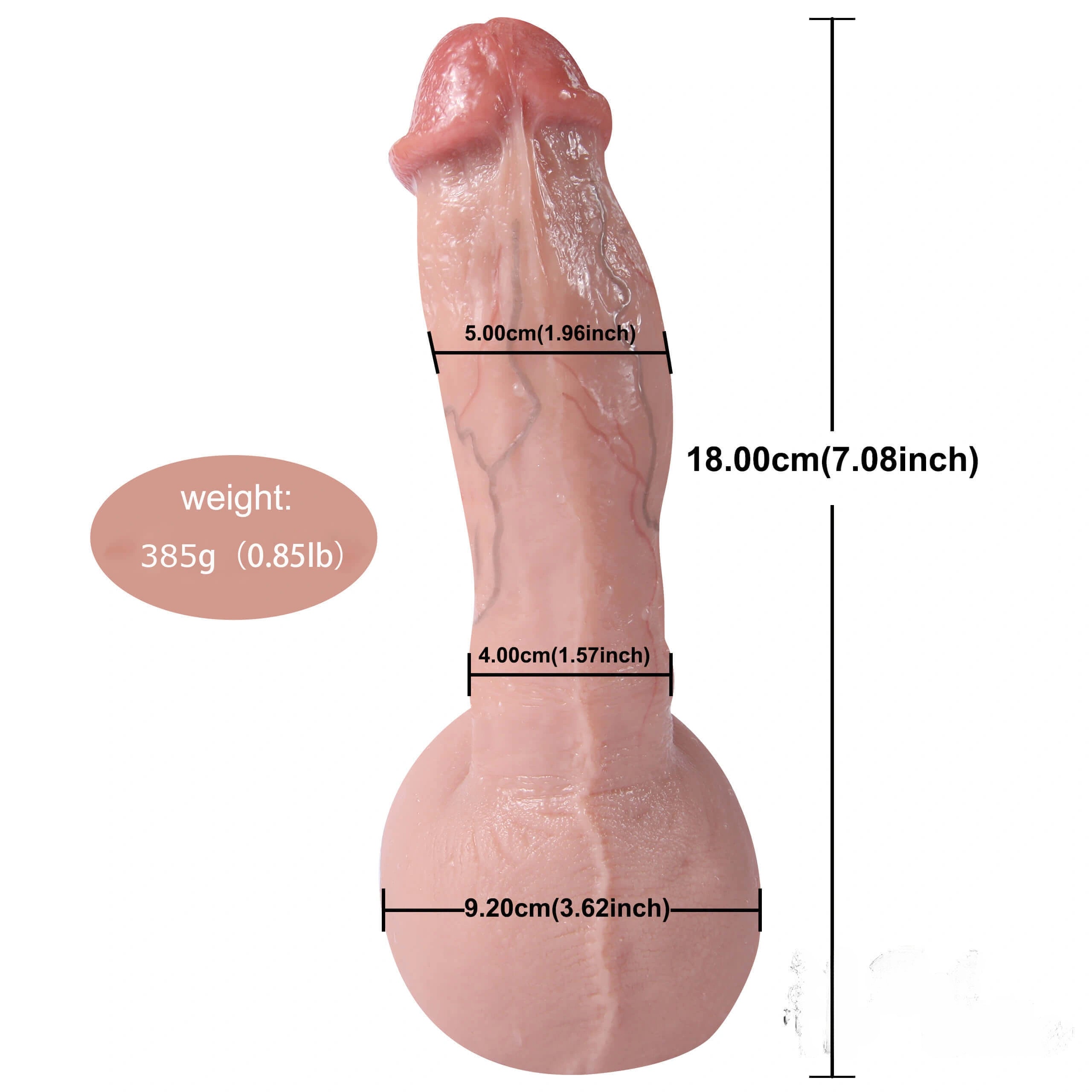 7.08in 7.87in 8.46in Flesh Real Skin Dildo With Blue Veins