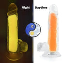 7.08in 8.07in TPE Double Layer Glow-in-the-dark Real Clear Dildo