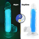 7.08in 8.07in TPE Double Layer Glow-in-the-dark Real Clear Dildo