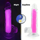 7.08in 8.07in TPE Double Layer Glow-in-the-dark Real Clear Dildo