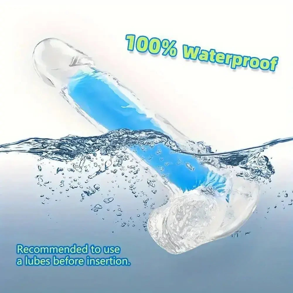 7.08in 8.07in TPE Double Layer Glow-in-the-dark Real Clear Dildo