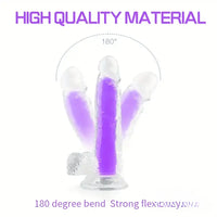 7.08in 8.07in TPE Double Layer Glow-in-the-dark Real Clear Dildo