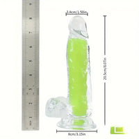 7.08in 8.07in TPE Double Layer Glow-in-the-dark Real Clear Dildo